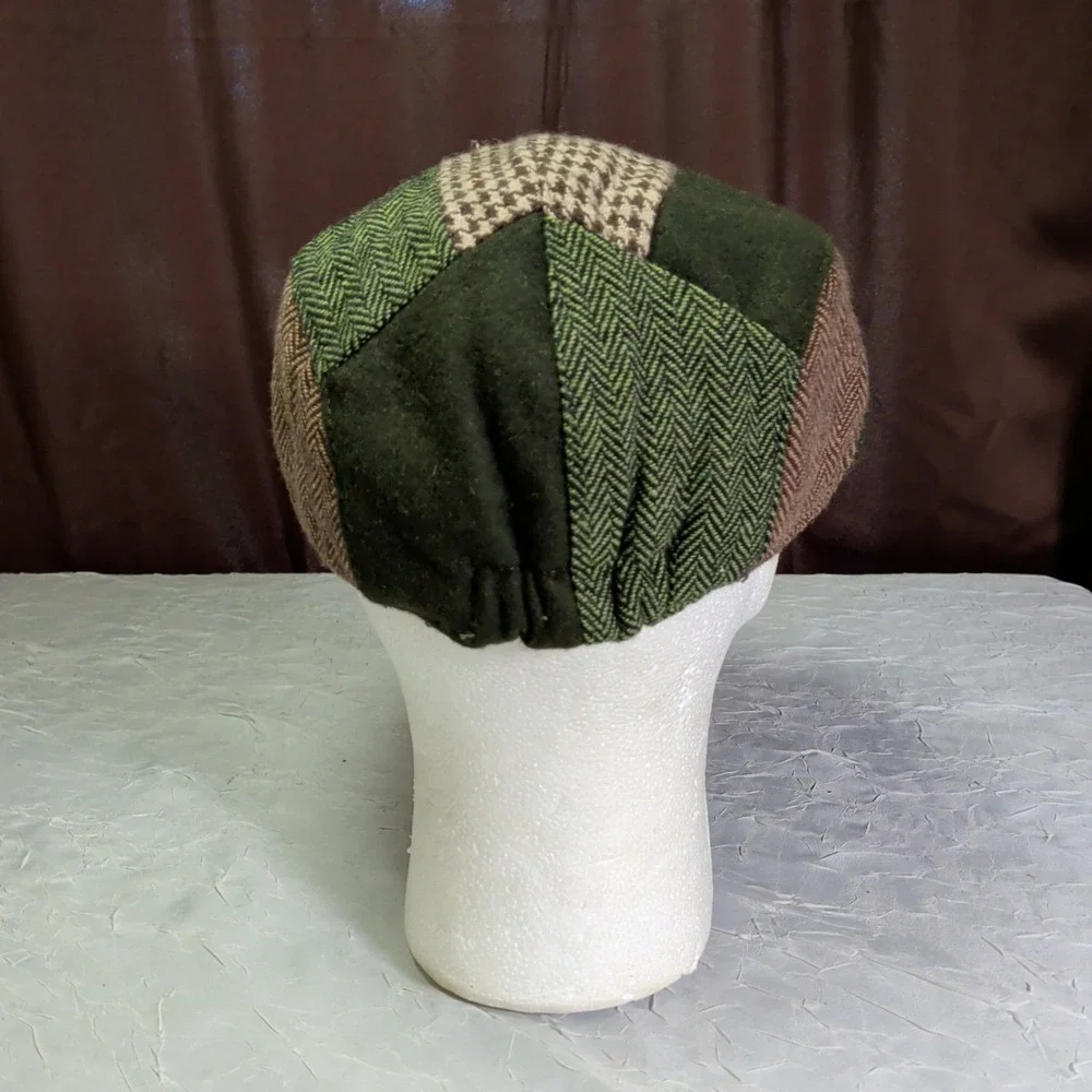 Raglan Road Scally Cap Green Plaid Tweed Hat Patchwork Academia Academic Preppy